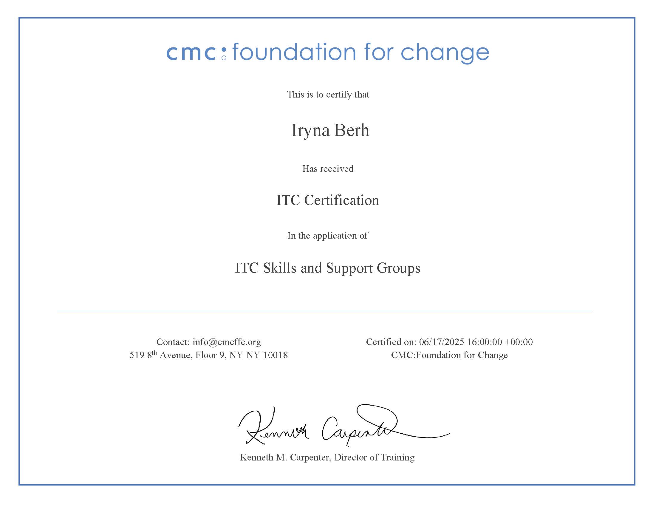 ITC (Invitation to Change Approach) — обучение основам подхода ITC (май 2025)